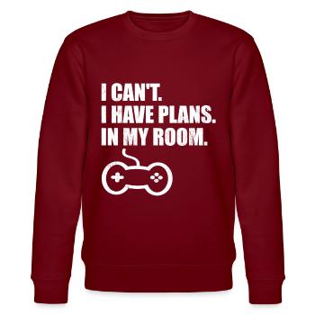 Gambler Gamer Gaming Funny saying - Stanley/Stella CHANGER Unisex Organic Sweatshirt - burgundy - Front - Nik (191cm) & Marisol (170cm)