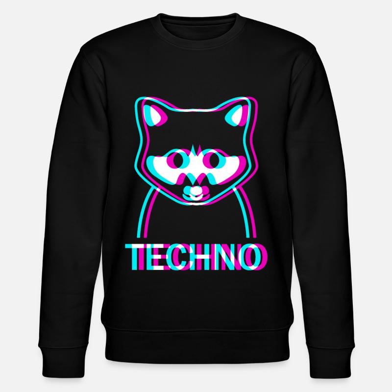Raver Techno Raccoon Hardtekk Rave - Stanley/Stella CHANGER Unisex Organic Sweatshirt - black