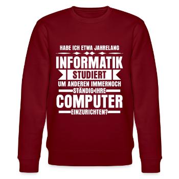 Informatik Vintage Computer Admin Nerd - Stanley/Stella Unisex Bio-Sweatshirt CHANGER  - Burgunderrot - Vorne - Nik (191cm) & Marisol (170cm)