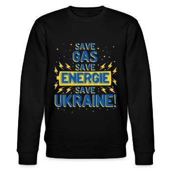 Sauver le drapeau ukrainien de l’Ukraine - Sweat bio CHANGER Stanley/Stella Unisexe - noir - Devant - Nik (191cm) & Marisol (170cm)