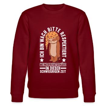 Faultier Lustige Sprüche Sarkasmus - Stanley/Stella Unisex Bio-Sweatshirt CHANGER  - Burgunderrot - Vorne - Nik (191cm) & Marisol (170cm)