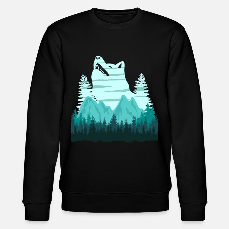 White Shepherd Mountains Shepherd Dogs - Stanley/Stella CHANGER Unisex Organic Sweatshirt - black