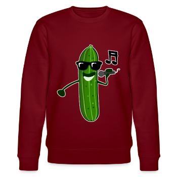 Gurke singt Sänger Gurken - Stanley/Stella Unisex Bio-Sweatshirt CHANGER  - Burgunderrot - Vorne - Nik (191cm) & Marisol (170cm)