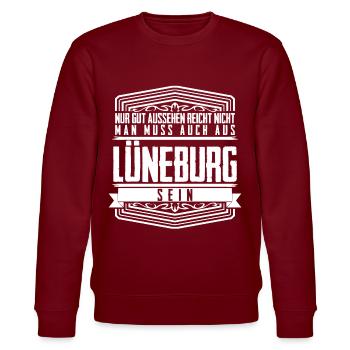 Lüneburger Heide Lüneburg - Stanley/Stella Unisex Bio-Sweatshirt CHANGER  - Burgunderrot - Vorne - Nik (191cm) & Marisol (170cm)