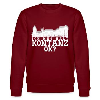 Bodensee Ich mag Konstanz Konstanzer - Stanley/Stella Unisex Bio-Sweatshirt CHANGER  - Burgunderrot - Vorne - Nik (191cm) & Marisol (170cm)