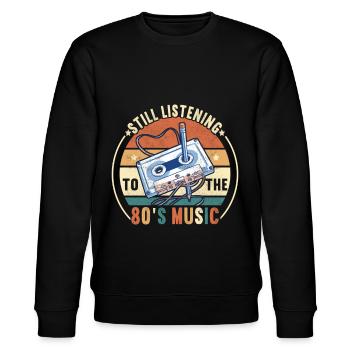 90er Jahre 90s 90er Party - Stanley/Stella Unisex Bio-Sweatshirt CHANGER  - Schwarz - Vorne - Nik (191cm) & Marisol (170cm)