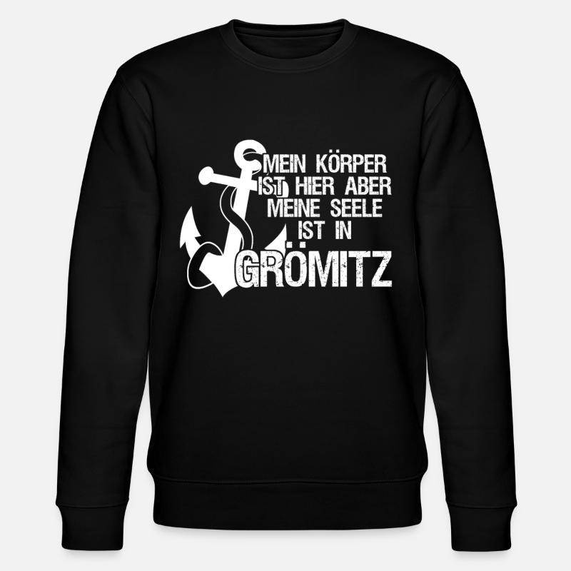 Grömitz Spruch mit Anker - Stanley/Stella Unisex Bio-Sweatshirt CHANGER  - Schwarz