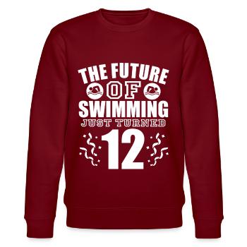 Schwimmer Schwimmen Spruch - Stanley/Stella Unisex Bio-Sweatshirt CHANGER  - Burgunderrot - Vorne - Nik (191cm) & Marisol (170cm)