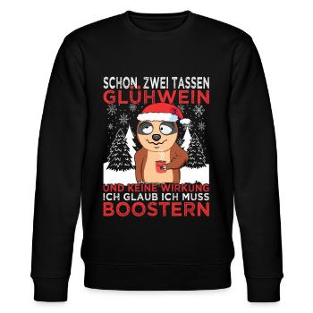 Glühwein Weihnachsmarkt & Ugly Christmas Sprüche - Stanley/Stella Unisex Bio-Sweatshirt CHANGER  - Schwarz - Vorne - Nik (191cm) & Marisol (170cm)
