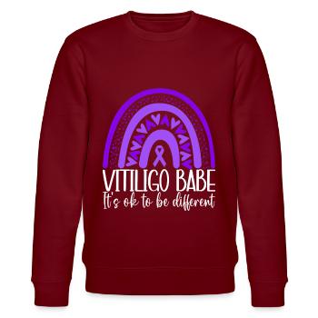 Vitiligo World Vitiligo Day - Stanley/Stella Unisex Bio-Sweatshirt CHANGER  - Burgunderrot - Vorne - Nik (191cm) & Marisol (170cm)
