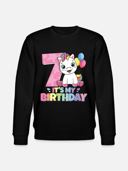 Rainbow Unicorn 7th Birthday Girl 7 år - Ekologisk sweatshirt CHANGER unisex från Stanley/Stella - svart