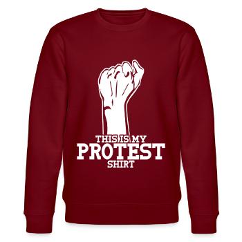 Protest Ablehnung Dagegen Nein Nö - Stanley/Stella Unisex Bio-Sweatshirt CHANGER  - Burgunderrot - Vorne - Nik (191cm) & Marisol (170cm)