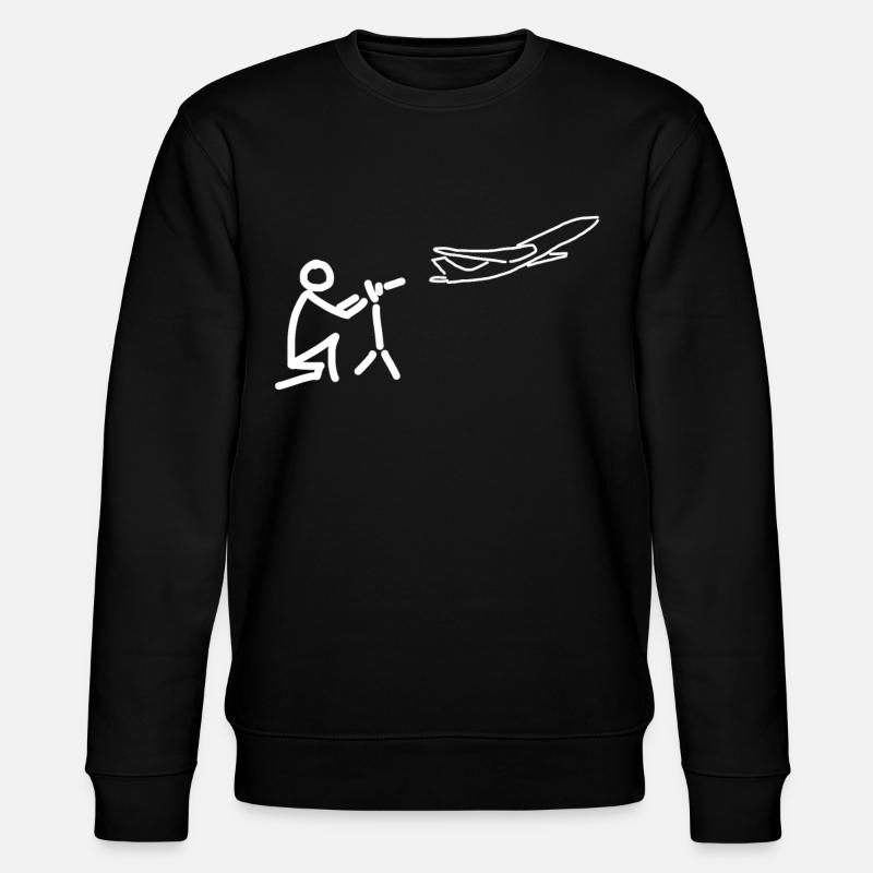 Planespotter Strichmännchen Flugzeug - Stanley/Stella Unisex Bio-Sweatshirt CHANGER  - Schwarz