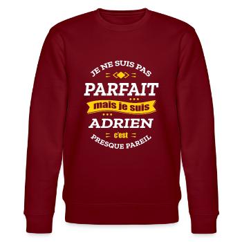 ADRIEN PARFAIT - PRENOM ADRIEN - Sweat bio CHANGER Stanley/Stella Unisexe - bordeaux - Devant - Nik (191cm) & Marisol (170cm)