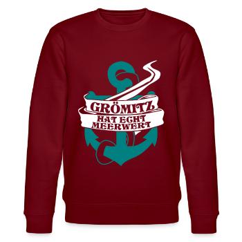 Grömitz Meerwert Ostsee - Stanley/Stella Unisex Bio-Sweatshirt CHANGER  - Burgunderrot - Vorne - Nik (191cm) & Marisol (170cm)