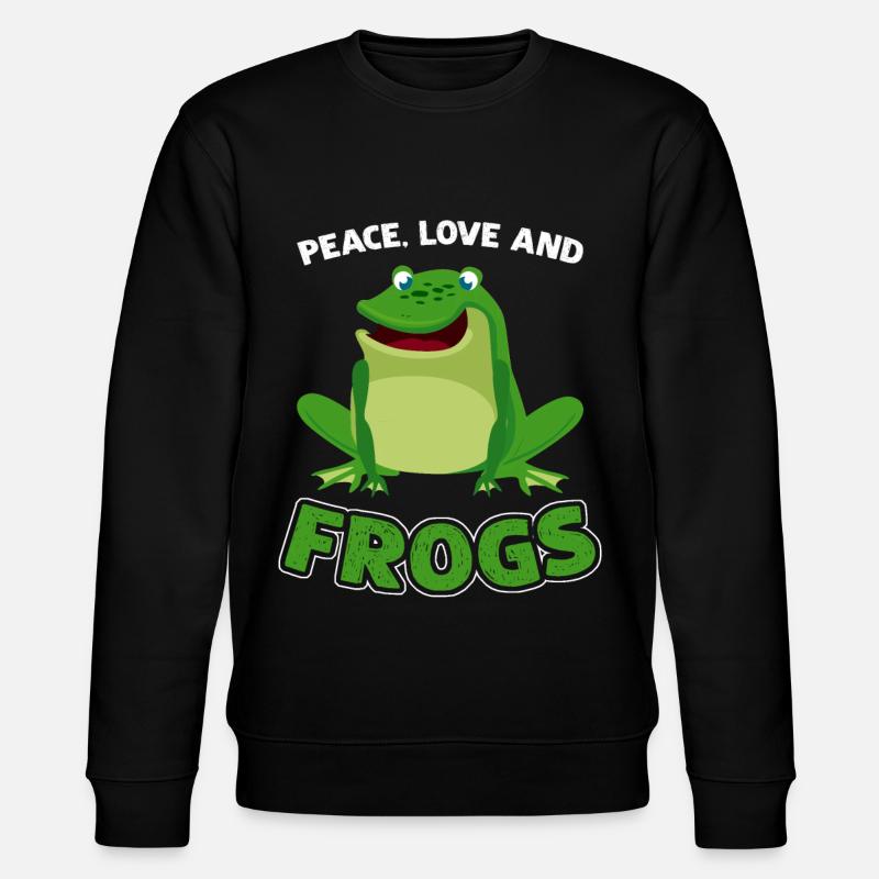 Peace Love and Frogs - Stanley/Stella CHANGER Unisex Organic Sweatshirt - black