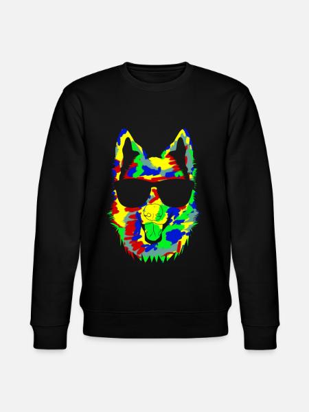 White Shepherd Dog with Sunglasses - Stanley/Stella CHANGER Unisex Organic Sweatshirt - black