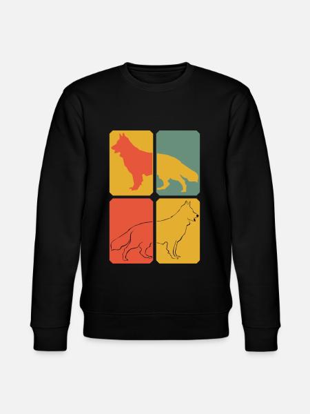 White Shepherd Retro Shepherd Dogs - Stanley/Stella CHANGER Unisex Organic Sweatshirt - black