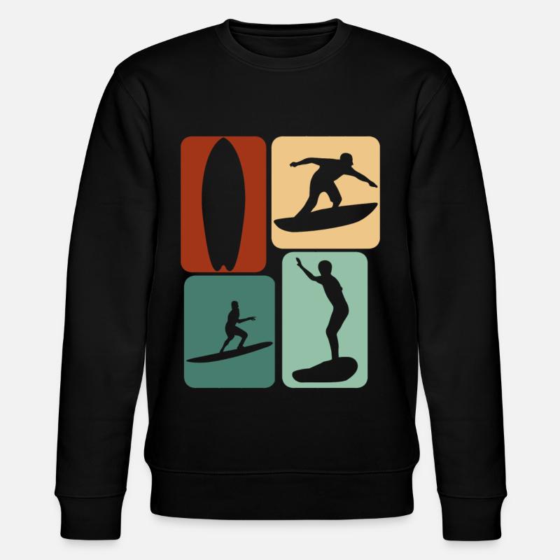 Surfer Retro Surfing Surfboard - Stanley/Stella CHANGER Unisex Organic Sweatshirt - black