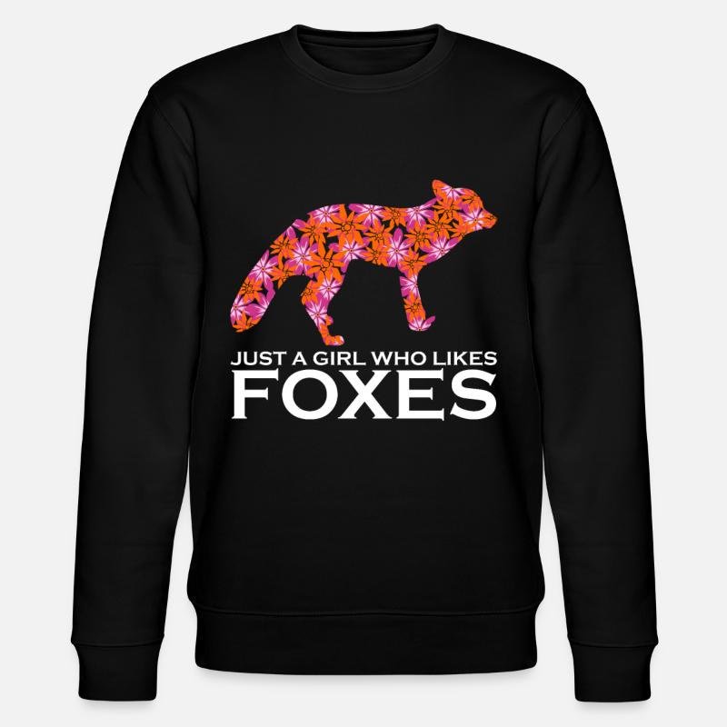 Fuchs mit Blumen - Stanley/Stella Unisex Bio-Sweatshirt CHANGER  - Schwarz