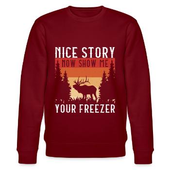 Hunting Hunter Hunting Deer - Stanley/Stella CHANGER Unisex Organic Sweatshirt - burgundy - Front - Nik (191cm) & Marisol (170cm)