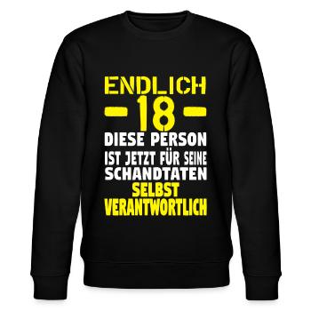 18 Geburtstag Geburtstagsgeschenk volljährig - Stanley/Stella Unisex Bio-Sweatshirt CHANGER  - Schwarz - Vorne - Nik (191cm) & Marisol (170cm)