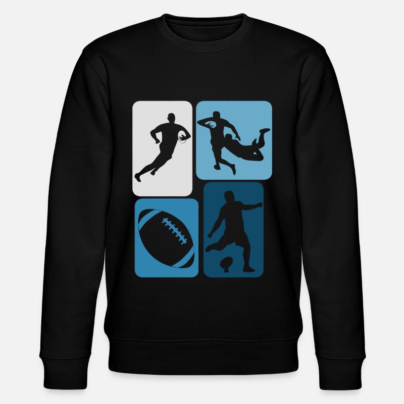 Rugby retro Rugbyball - Stanley/Stella Unisex Bio-Sweatshirt CHANGER  - Schwarz