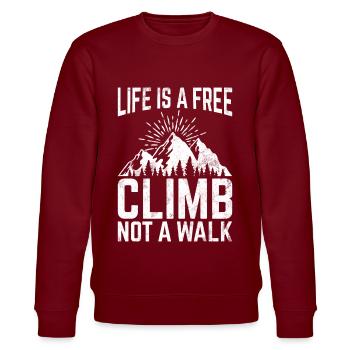 Free Climbing Bergsteiger & Bouldern Freeclimbing - Stanley/Stella Unisex Bio-Sweatshirt CHANGER  - Burgunderrot - Vorne - Nik (191cm) & Marisol (170cm)