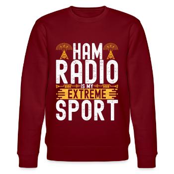 Ham Radio Ham Funker - Stanley/Stella Unisex Bio-Sweatshirt CHANGER  - Burgunderrot - Vorne - Nik (191cm) & Marisol (170cm)