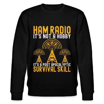Ham Radio Ham Funker - Stanley/Stella Unisex Bio-Sweatshirt CHANGER  - Schwarz - Vorne - Nik (191cm) & Marisol (170cm)