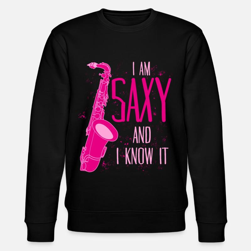 Saxophon Witz Saxy Jazz Saxophone - Stanley/Stella Unisex Bio-Sweatshirt CHANGER  - Schwarz