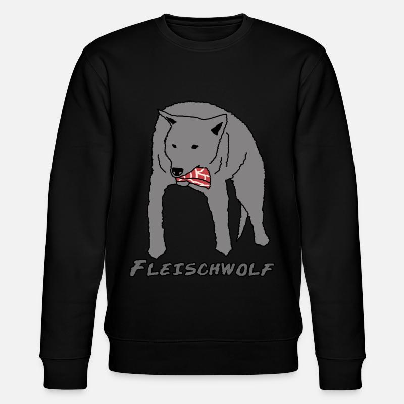 Wolf Grillen BBQ Steak Fleisch - Stanley/Stella Unisex Bio-Sweatshirt CHANGER  - Schwarz