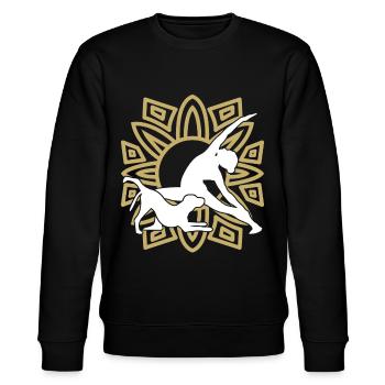 Dog Yoga Dog Meditation Yoga Exercise - Stanley/Stella CHANGER Unisex Organic Sweatshirt - black - Front - Nik (191cm) & Marisol (170cm)