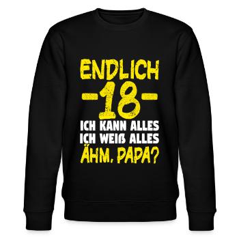 18 Geburtstag Geburtstagsgeschenk volljährig - Stanley/Stella Unisex Bio-Sweatshirt CHANGER  - Schwarz - Vorne - Nik (191cm) & Marisol (170cm)
