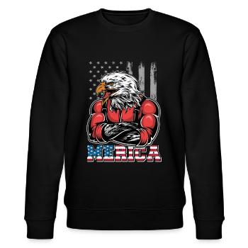 Merica | 4th of july - Stanley/Stella Unisex Bio-Sweatshirt CHANGER  - Schwarz - Vorne - Nik (191cm) & Marisol (170cm)