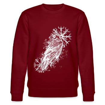 Raben Valhalla Wikinger Vegvisir - Stanley/Stella Unisex Bio-Sweatshirt CHANGER  - Burgunderrot - Vorne - Nik (191cm) & Marisol (170cm)