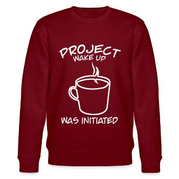 Kaffee Büro Morgenmuffel Aufwachen - Stanley/Stella Unisex Bio-Sweatshirt CHANGER  - Burgunderrot - Vorne - Nik (191cm) & Marisol (170cm)