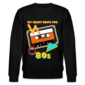 80s 1980 Disco Party Vintage 80er - Stanley/Stella Unisex Bio-Sweatshirt CHANGER  - Schwarz - Vorne - Nik (191cm) & Marisol (170cm)