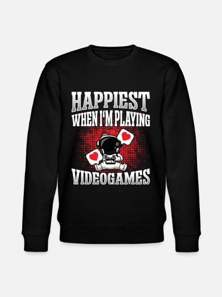 Happiest when i'm Playing Videogames - Stanley/Stella CHANGER Unisex Organic Sweatshirt - black
