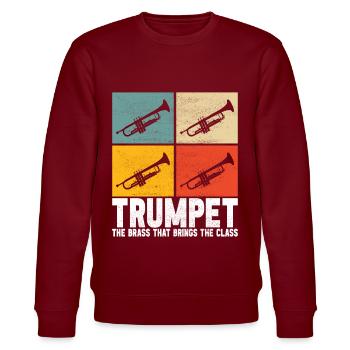Trompete Trompetenspieler - Stanley/Stella Unisex Bio-Sweatshirt CHANGER  - Burgunderrot - Vorne - Nik (191cm) & Marisol (170cm)