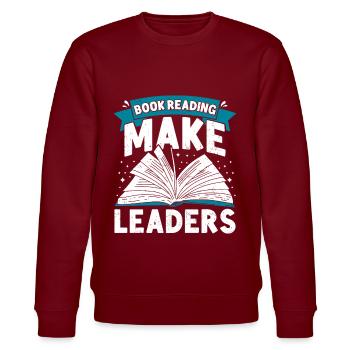 Book Reading Teacher Librarian Reader - Stanley/Stella Unisex Bio-Sweatshirt CHANGER  - Burgunderrot - Vorne - Nik (191cm) & Marisol (170cm)