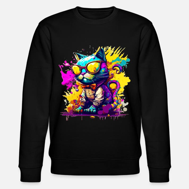Katze im Graffiti Stil - Stanley/Stella Unisex Bio-Sweatshirt CHANGER  - Schwarz