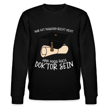 Doktor Doktortitel Doktorarbeit - Stanley/Stella Unisex Bio-Sweatshirt CHANGER  - Schwarz - Vorne - Nik (191cm) & Marisol (170cm)
