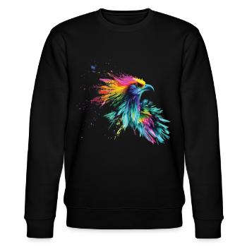 Vogel Farbige bunte Farb Spritzer - Stanley/Stella Unisex Bio-Sweatshirt CHANGER  - Schwarz - Vorne - Nik (191cm) & Marisol (170cm)