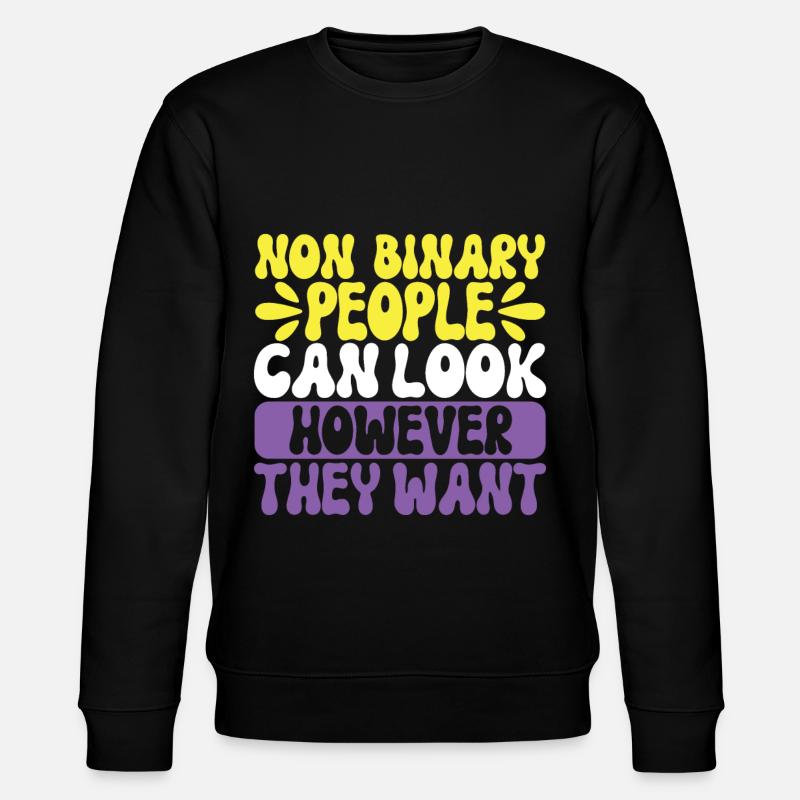 Non Binary Pride Genderqueer - Stanley/Stella CHANGER Unisex Organic Sweatshirt - black