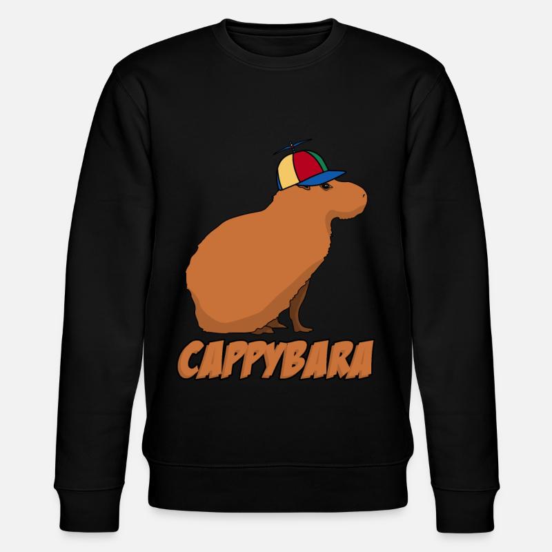 Capybara mit Cappy Capybaras - Stanley/Stella Unisex Bio-Sweatshirt CHANGER  - Schwarz