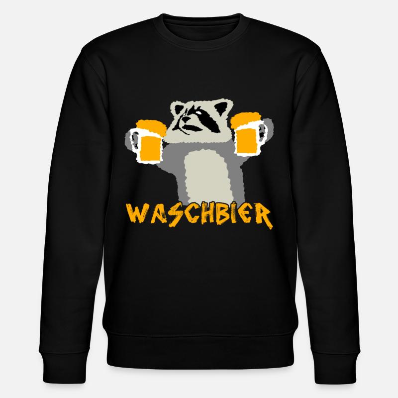 Waschbär mit Bier - Stanley/Stella Unisex Bio-Sweatshirt CHANGER  - Schwarz