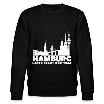 Hamburger Stadt Hamburg - Stanley/Stella Unisex Bio-Sweatshirt CHANGER  - Schwarz - Vorne - Nik (191cm) & Marisol (170cm)