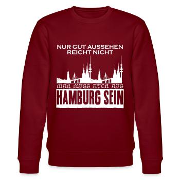 Hamburg Spruch für Hamburger - Stanley/Stella Unisex Bio-Sweatshirt CHANGER  - Burgunderrot - Vorne - Nik (191cm) & Marisol (170cm)