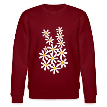 Peace Sign Pacifism Peace - Stanley/Stella CHANGER Unisex Organic Sweatshirt - burgundy - Front - Nik (191cm) & Marisol (170cm)